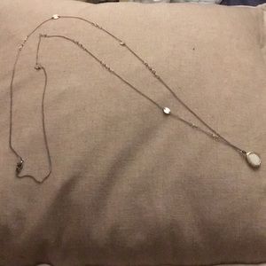 Long Gold Necklace with White Accent